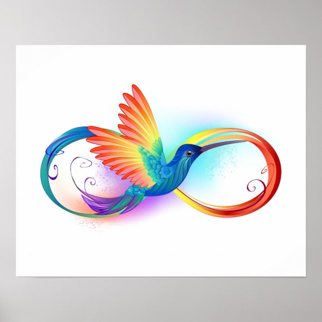 Poster Colibri arc-en-ciel avec symbole Infinity (Devant)