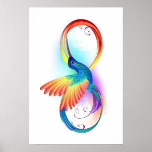 Poster Colibri arc-en-ciel avec symbole Infinity