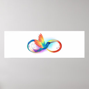 Poster Colibri arc-en-ciel avec symbole Infinity