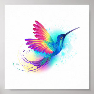 Poster Colibri arc-en-ciel exotique