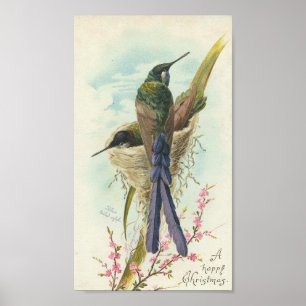 Poster Colibri de cru de Noël heureux