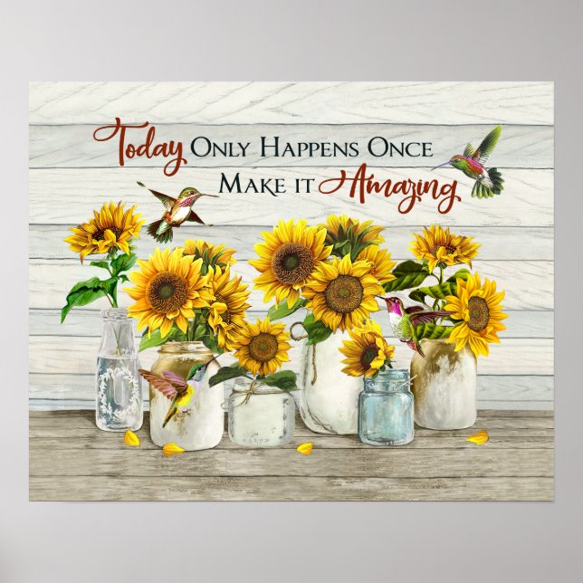 Poster Colibri Et Tournesols La rendent extraordinaire (Devant)