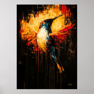 Poster Colibri expressionniste contemporain radieux