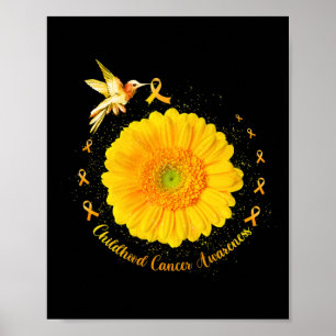 Poster Colibri Jaune Tournesol Cancer Infantile Sensibili