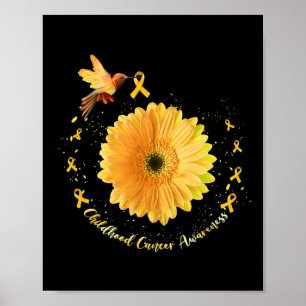 Poster Colibri Jaune Tournesol Ruban de Sensibilisation a