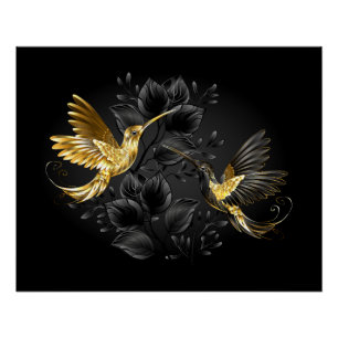 Poster Colibri noir et or