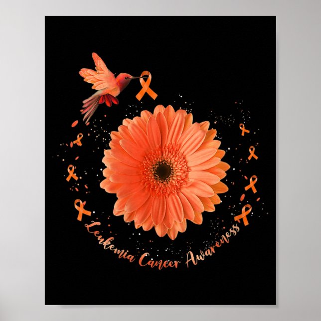 Poster Colibri Orange Tournesol Leucémie Cancer Aware (Devant)