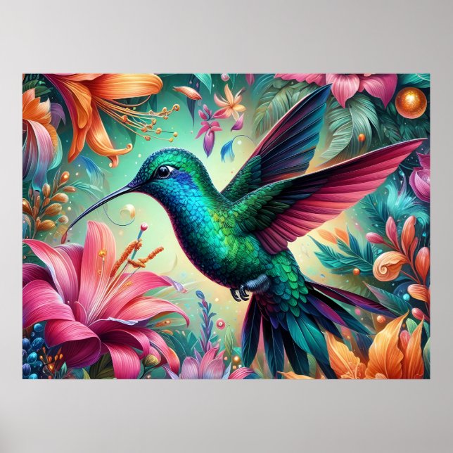 Poster Colibri sarcelle (Devant)