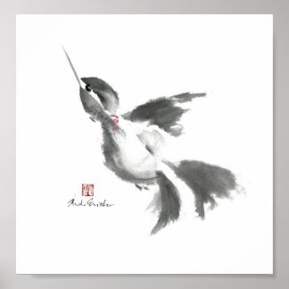 Poster Colibri, Sumi-e