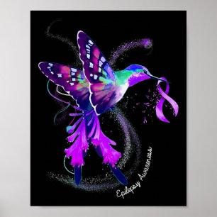 Poster Colibri tenant pourpre Ribbon Epilepsie