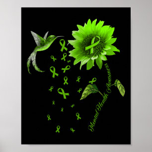 Poster Colibri Vert Ruban Sensibilisation à la santé ment