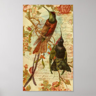 Poster Colibris et Roses