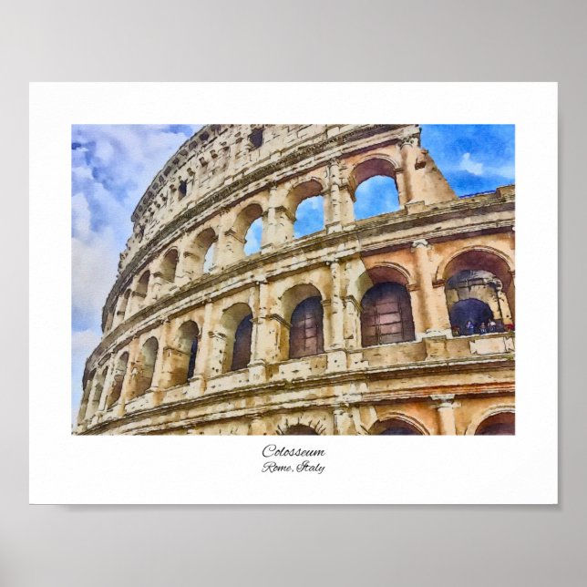 Poster Colisée Rome, Italie Aquarelle (Devant)