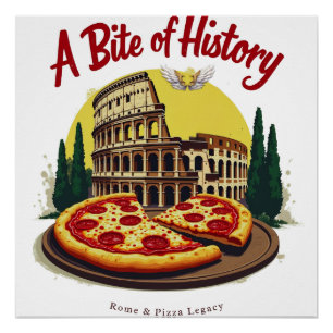 Poster Colisée vintage Rome & Pizza Art napolitain