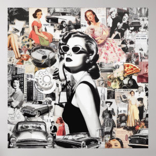 Poster Collage Abstrait des années 60