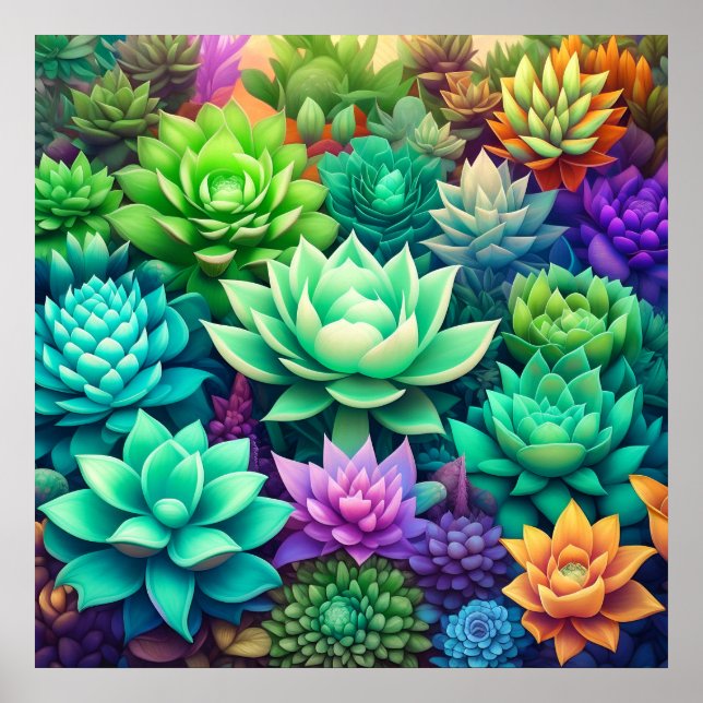 Poster Collage Aloe Vera et Succulents (Devant)