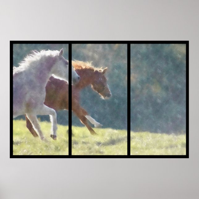 Poster Collage Chevaux de course (Devant)