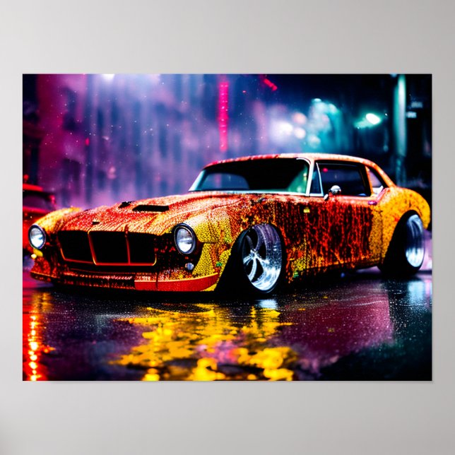 Poster Collage coloré de voiture personnalisée (Devant)