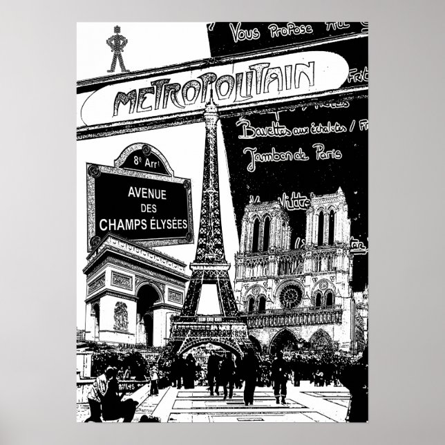 Poster Collage cool de photos de Paris (Devant)