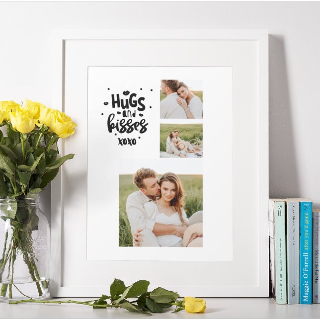 Poster Collage Couple Photo & Hugs Et Baisers Phrase Love (Créateur téléchargé)