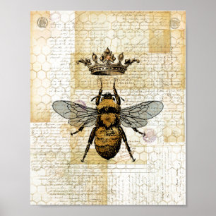 Poster Collage d'abeilles couronnées