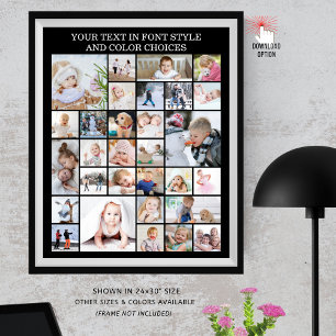 Poster Collage de 30 photos simple avec couleur et texte 