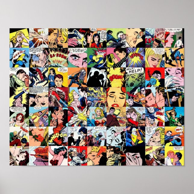 Poster Collage de bandes dessinées (Devant)