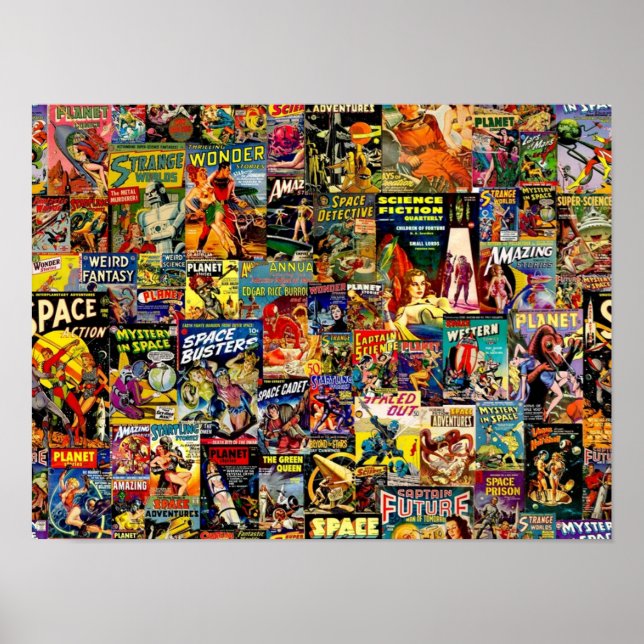 Poster Collage de bandes dessinées SciFi (Devant)