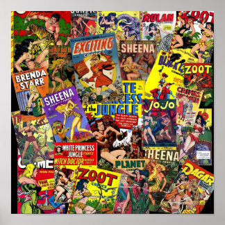Poster collage de dessin animé vintage