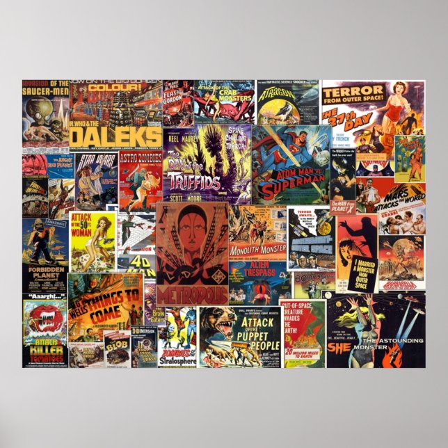 Poster Collage de films de science-fiction vintage (Devant)