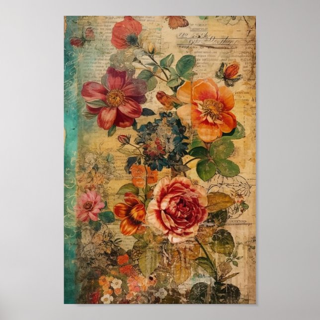 Poster Collage de fleurs mignonnes (Devant)