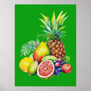 Poster Collage de Fruits Tropicaux