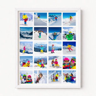 Poster Collage de grille de 20 photos blanc