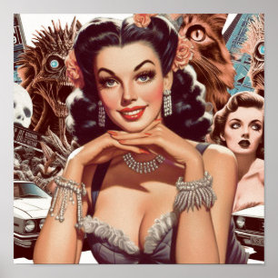 Poster Collage de la broche rétroonde