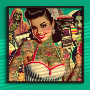Poster Collage de la broche rétroonde