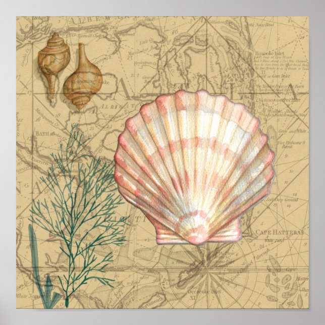 Poster Collage de la carte côtière (Devant)