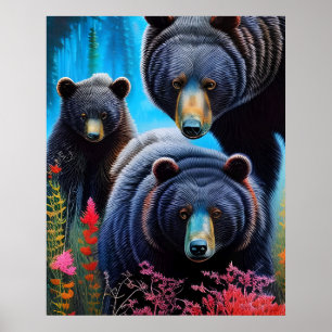 Poster Collage de la famille de l'ours