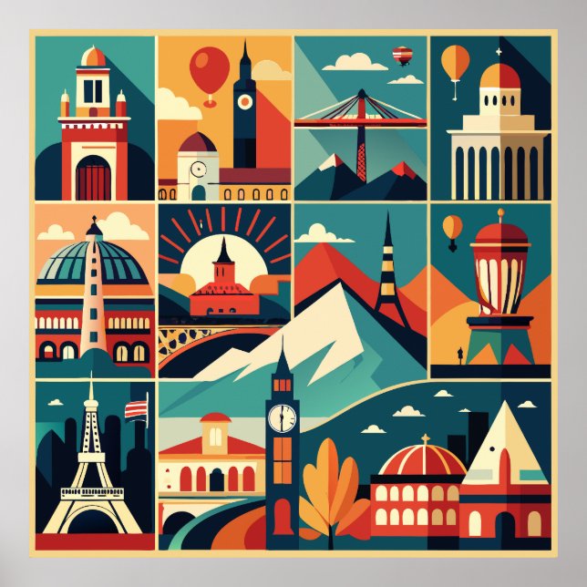 Poster Collage de l'affiche de voyage Retro (Devant)