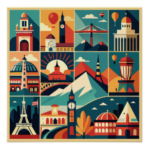 Poster Collage de l'affiche de voyage Retro