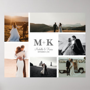 Poster Collage de mariage à 6 photos pour jeunes mariés