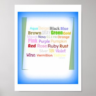 Poster Collage de mots artistiques pour les couleurs