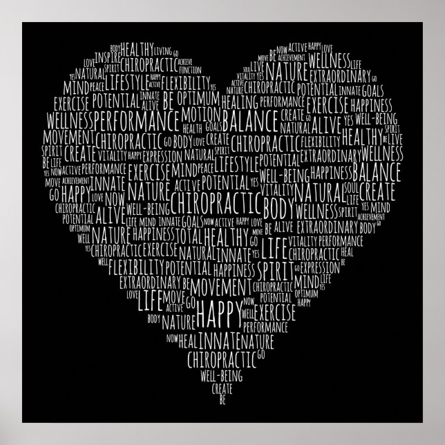 Poster Collage de mots en forme de coeur (Devant)