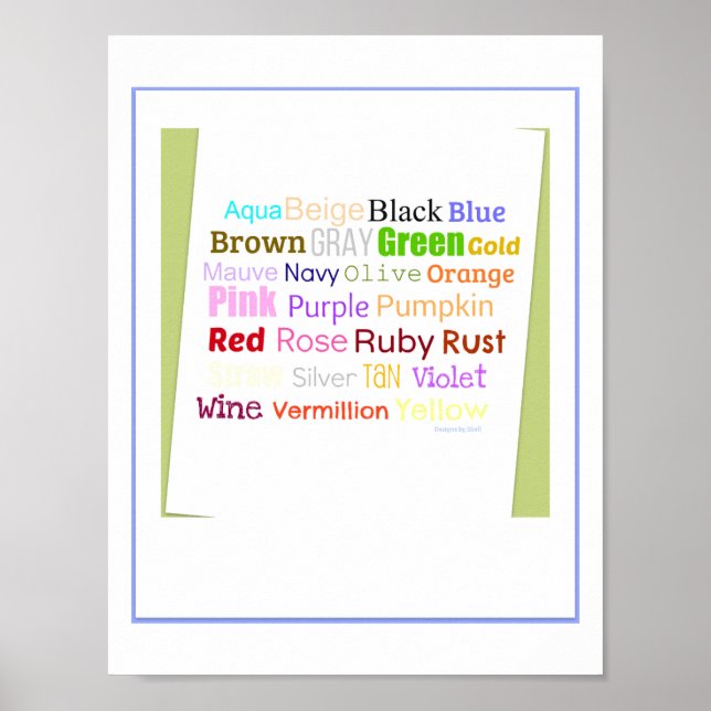 Poster Collage de mots pour les couleurs (Devant)
