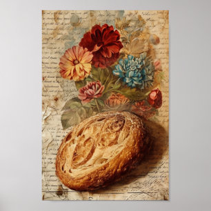 Poster Collage de pains et de fleurs