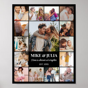 Poster Collage de photos 15 images 8x10 16x20 24x30 Noir