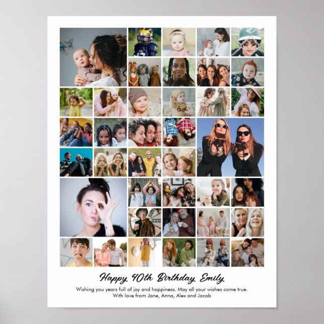 Poster Collage de photos Cadeau d'anniversaire personnali (Devant)