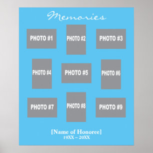 Poster Collage de photos commémoratives avec fond coloré