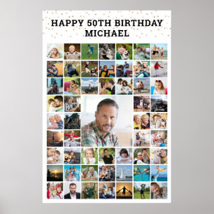 Poster Collage de photos d'anniversaire 55 ans, personnal