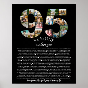 Poster Collage de photos d'anniversaire 95 Raisons pour l