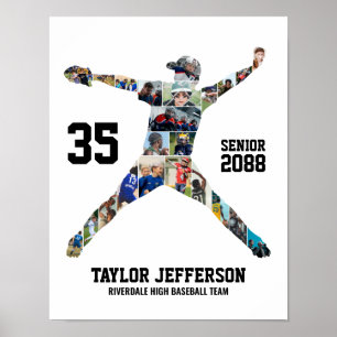 Poster Collage de photos de baseball pour lanceur senior